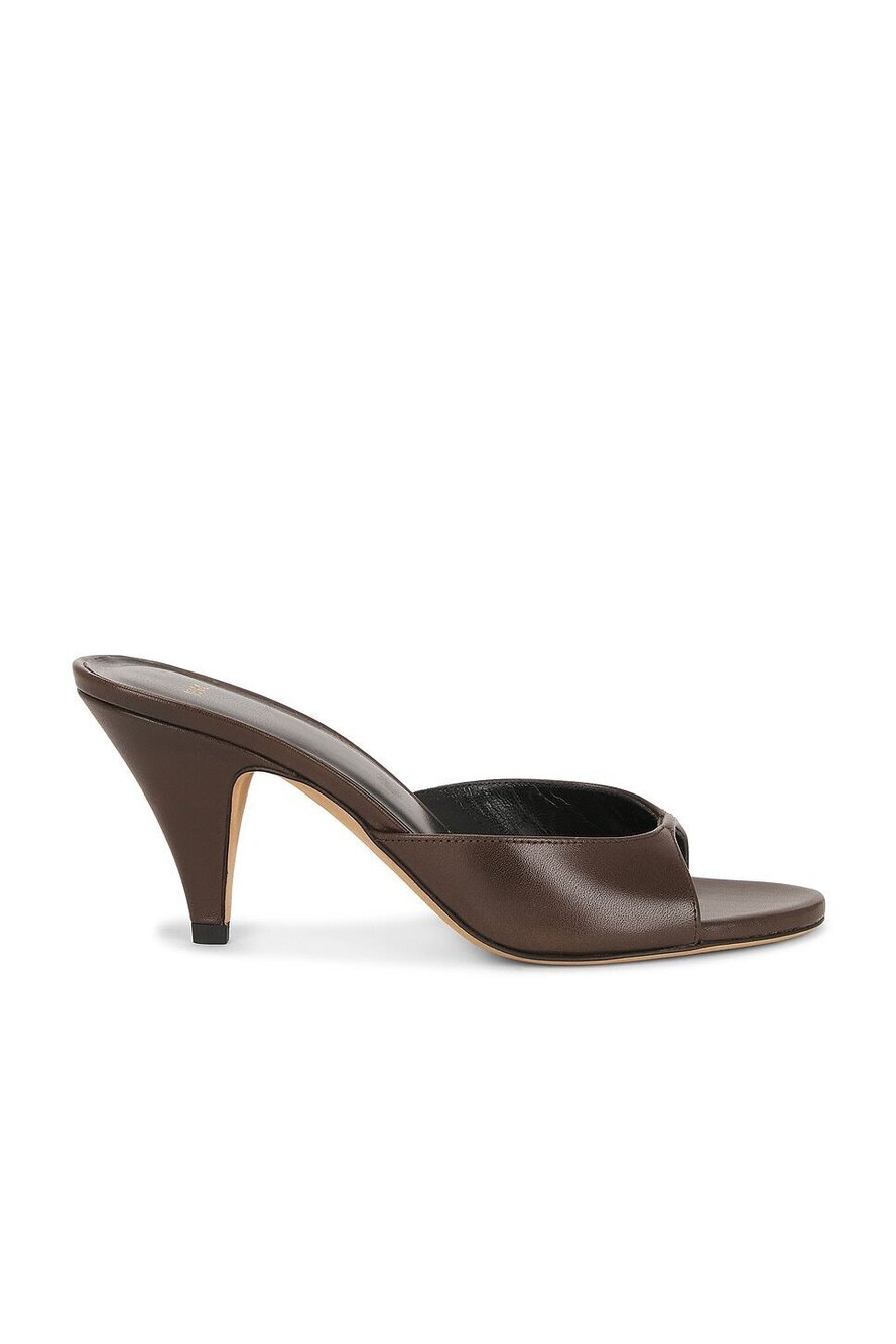 Jude Haze Sandal in Mocha Leather brown mid kitten heel open toe